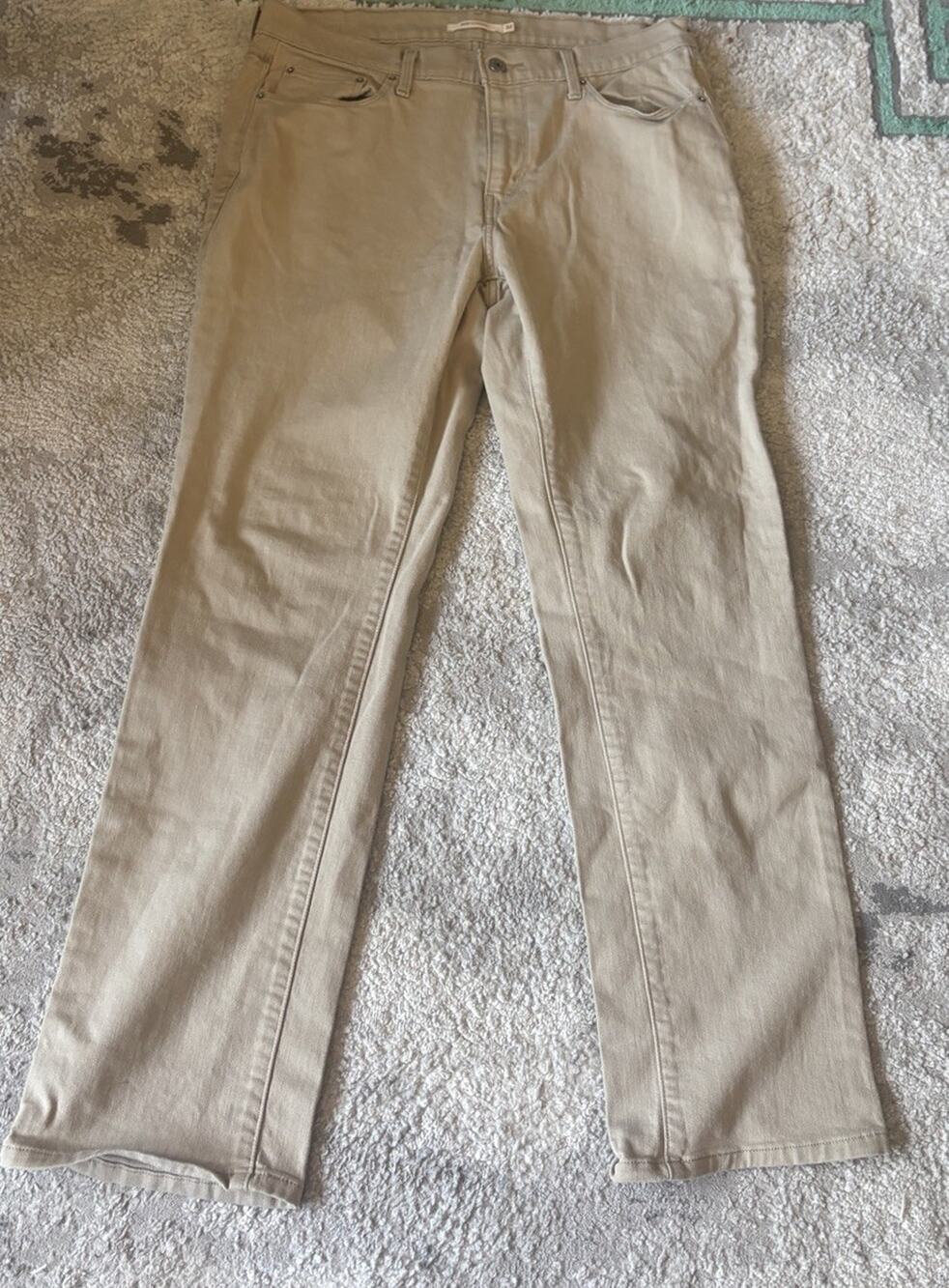 Levis 505 Jeans Women's 32 Khaki Straight Leg Mid Rise Flex Denim ~31.5" Inseam